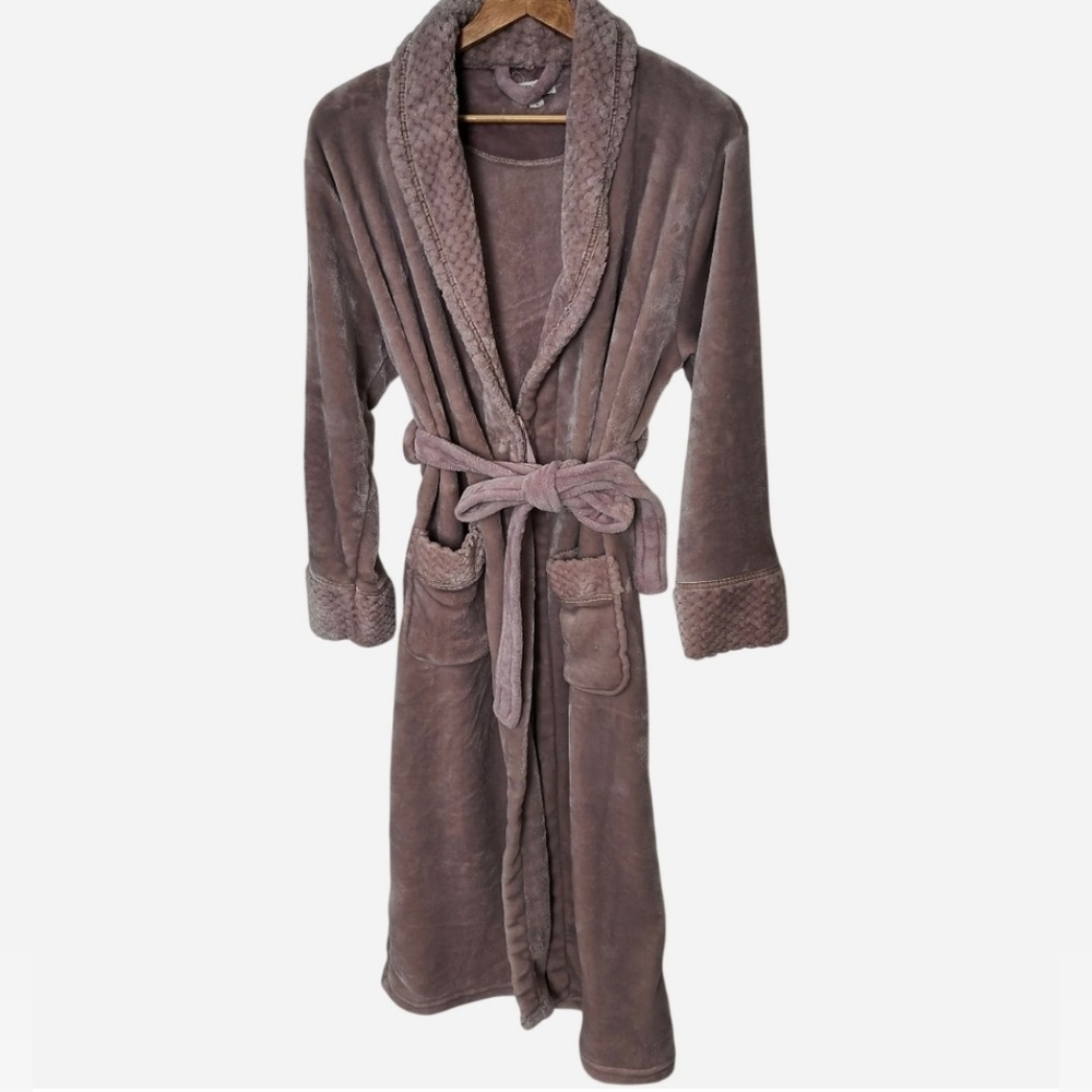 Richie House Plush Shawl Collar Robe Med Dusty Mauve Rose Blush Soft Robe Comfy